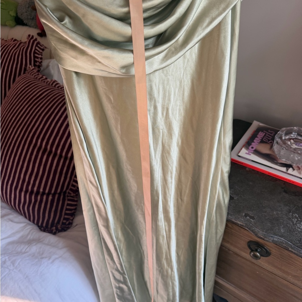 Meshki Jasmine Strapless Satin Maxi Dress - Sage Size S NWT - Picture 4 of 8